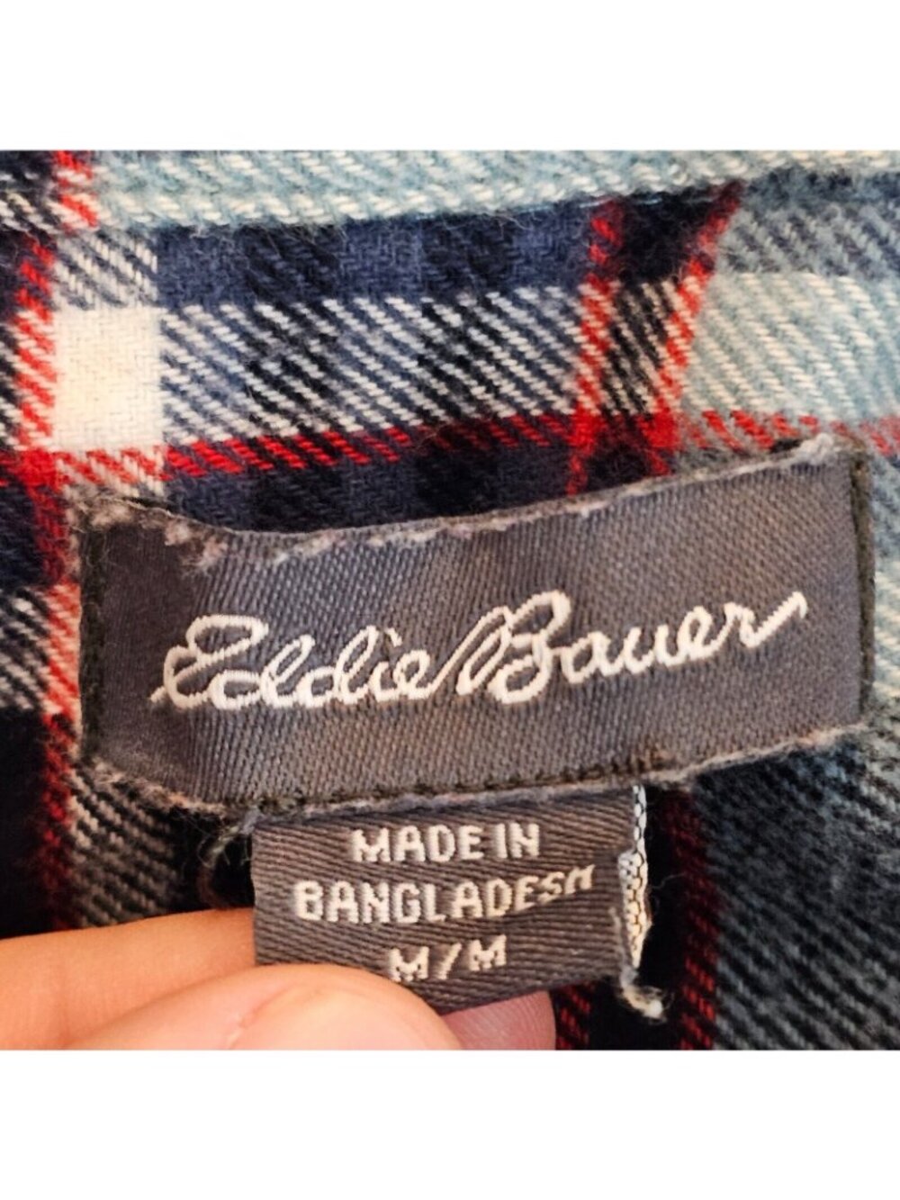 Eddie Bauer Button Up Shirt Mens M Blue Plaid Long Sleeve Cotton Flannel Top - Picture 6 of 11